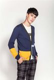 100%Cotton V-Neck Knit Men Cardigan with Button