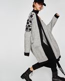 Women Fashion Oversize Cardigan Sweater with Embroidery