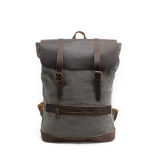 Wholesale Price Vintage Style Outdoor Crazy Horse Leather Canvas Backpack