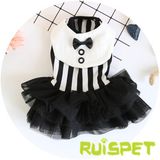 Black Red Dog Skirt Pet Clothes Strip Dress