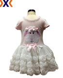 Pretty Girls Party Dress w/ animal sheep & mesh flower bottom