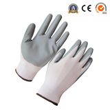 Grey Nitrile Coated Gloves with 13G White Nylon Liner