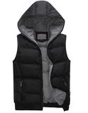 Men Fashion Casual Hooded Winter Polyster Vest Jacket