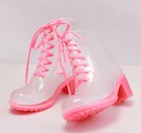 Fashion Girls Clear PVC Martin Rain Boots