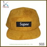 Wholesale Woven Label Patch Suede 5 Panel Hat Cap