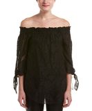 Black off Shoulder Lace Long Sleeve Women Blouses