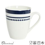 13oz Porcelain Mug with Blue Decal Simple Design