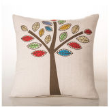 Cotton&Linen Hand Screen Print Cushion Decorative Print Pillow (LPL-336)
