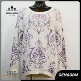 Women Purple Patterned Rib Pullover