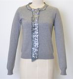 Women Yarn Blend Cardigan Knit Sweater with Sequin