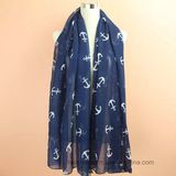 Fashion Lovely Best Selling Soft Anchor Printed Polyester Scarf (HWBPS909)