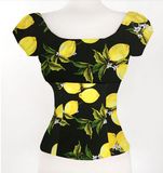 OEM Service Cotton Blouse Women Lemon Printing Blouse From Suzhou