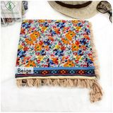 Fashion Lady Scarf Printed with Fringed Twill Cotton Shawl