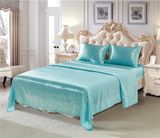 4PC Soft Silky Satin Solid Color Deep Pocket Sheet Set