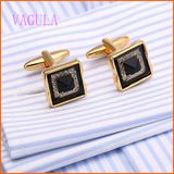 VAGULA Gold Plated Fashion Crystal Rhinestone Men's Cuff Links