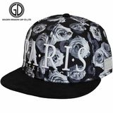 Fashion Flat Brim Snapback Caps with 3D Embroidery & Rose Pattern