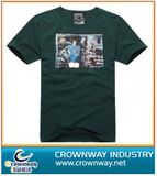 Green T Shirt with Silk Screen Printing on The Chest