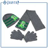 Fashion Jacquard Acrylic Knitted Hat Glove Scarf Sets