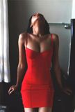 Red Dress Slip Dress Mini Bandage Dress Bodycon Dress