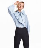 Full Cotton Blouse with Wide Tie