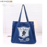 Korean Women Casual Solid Beach Big Jeans Denim Ladies Tote Shoulder Bag