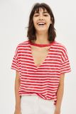 2017 High Quality Women Stripe Choker Cotton Neck T Shirt Wholesale