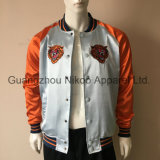 Fantastic Fashion Trend Embroidery Tiger Satin Jacket with Buttons