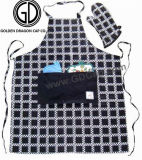 Black Checked Style Cotton Full Custom Embroidery Kitchen Apron