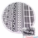 Microfiber Printed Round Towel with Tassels