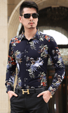 Men Long Sleeve Hawaiian Beach Shirt