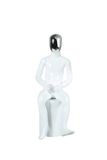 Bright White Sitting Kids Mannequin with Chrome Face