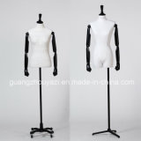 Fabric Covered Female Torso Mannequin with Wooden Arm