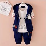 2015 Newest Baymax Kid Suits Autumn Winter Long Sleeve Suits Boy Clothes T-Shirt+ Jacket+Pants Three-Piece Suits for Wholesale