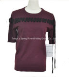 Rayon Polyester Lace-up Knit Ladies Sweater