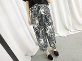 Fashion Style Palm Tree Varsity Chiffon Wide Leg Pants