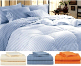 King Blue Striped Bed Sheet Set- 4 Pieces Set
