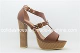 Good Quality Comfort Square Heel PU Ladies Sandal