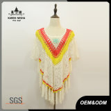 Women Floral Fashion Fringe Lace Poncho Sweater