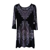 Women's Placement Print Milk Fiber Dress with Half Sleeve