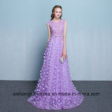 Long Evening Dress Lace Flower Sleeveless Floor-Length Prom Party Gowns