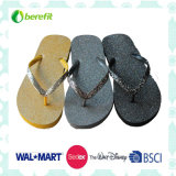 PE Sole and PVC Straps with Glitter Decoration, Women's Slippers