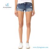 New Fashion Lady/Women Blue Skinny Shredded Holes Distressed Cotton Jeans Minipants Denim Shorts by Manufacturer