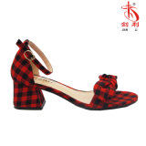 2018 Fashion Lattice Bowknot Low Heeled Women Sandals Shoes (HSA31)