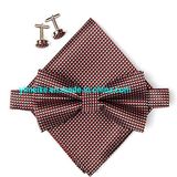 Economic Promotional Multi Colors Checks Mens Pocket Square Cufflink Self Bowtie Set