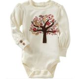 Applique Beautiful Flower Tree White Baby Romper