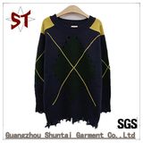 High Quality Fashion Plaid Pattern Knit Men Sweater