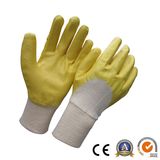 Half Dipped Nitrile Gloves Yellow Color Industrial Work Glove