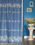 Blue Sea Circle Design Fabric Shower Curtain