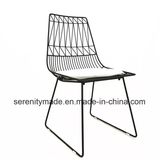 Simple Design Black Outdoor Restaurant Metal Wire Chairs with Cushions