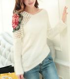 Hook Flower Bat Sleeve Sweater (BTQ022)